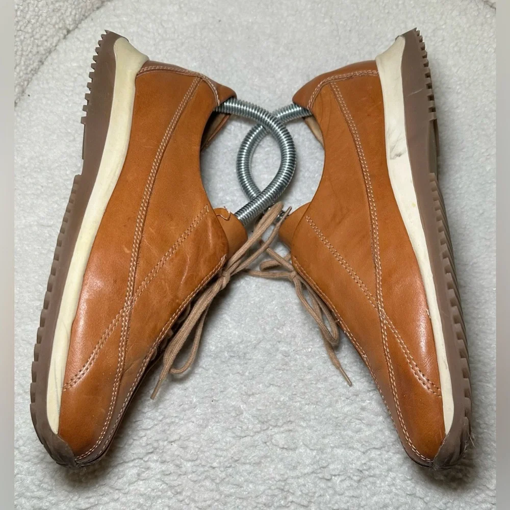 Antica Cuoieria Italian leather sneakers brown tan retro‎ style low profile 6.5 - Picture 3 of 10